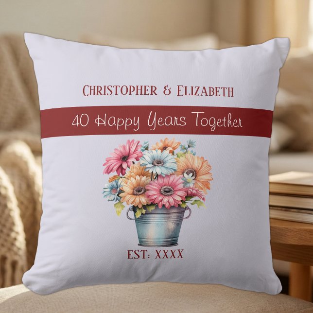 40th ruby anniversary flowers purple cushion (Creator Uploaded)
