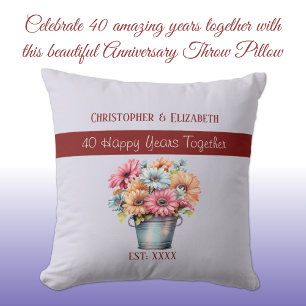 40th ruby anniversary flowers purple cushion