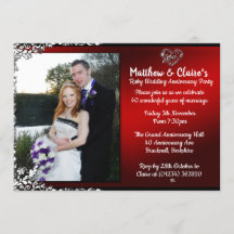 40th Ruby Anniversary Photo Invitations