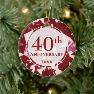 40th Ruby Anniversary Photo Personalised Ceramic Ornament