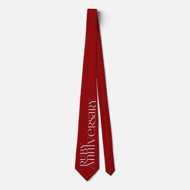 40th Ruby Anniversary Red Damask Tie (Front)