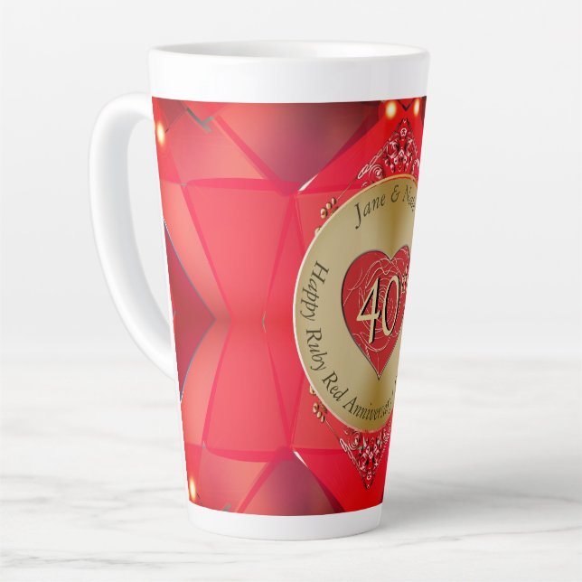 40th Ruby Latte Mug (Left Angle)