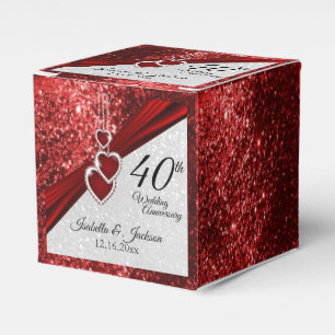 40th Ruby Red and Glitter  Anniversary Favour Box