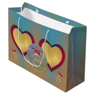 40th Ruby Wedding Anniversary 2 Heart Photos Large Gift Bag