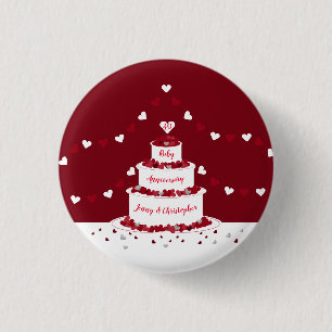 40th ruby wedding anniversary cake design 3 cm round badge