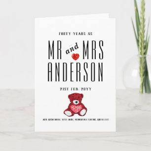 40th RUBY Wedding Anniversary Card Personalized