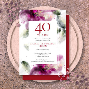 40th Ruby Wedding Anniversary Chic Lilies Floral Invitation