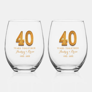 40th Ruby Wedding Anniversary Custom Wine Glass