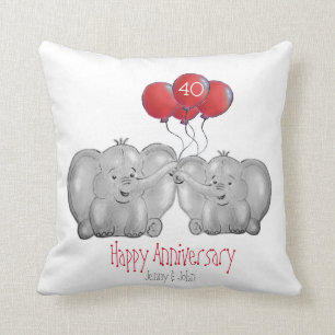 40th ruby wedding anniversary elephant gift cushion