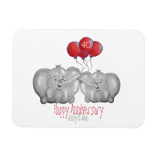40th ruby wedding anniversary elephant gift magnet