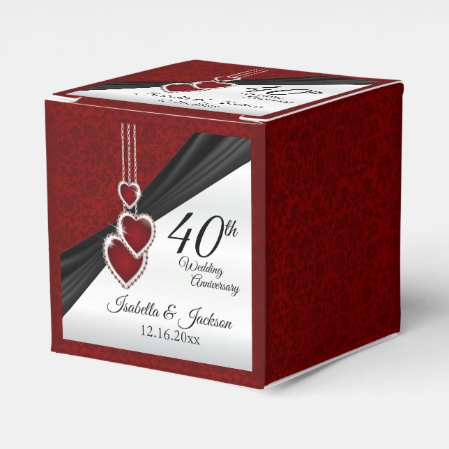 40th Ruby Wedding Anniversary Favour Box (Front Side)