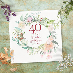 40th Ruby Wedding Anniversary Garland Floral Napkin