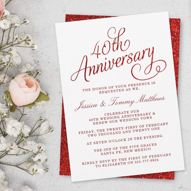 40th Ruby Wedding Anniversary Invitation (Creator Uploaded)