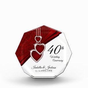 40th Ruby Wedding Anniversary Keepsake Design Acrylic Award