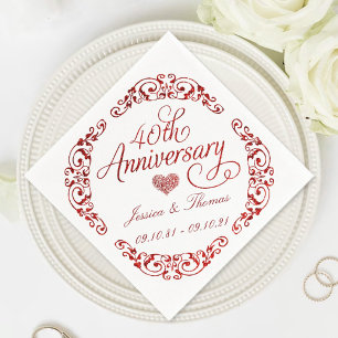 40th Ruby Wedding Anniversary Napkin