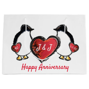 40th ruby wedding anniversary penguin large gift bag