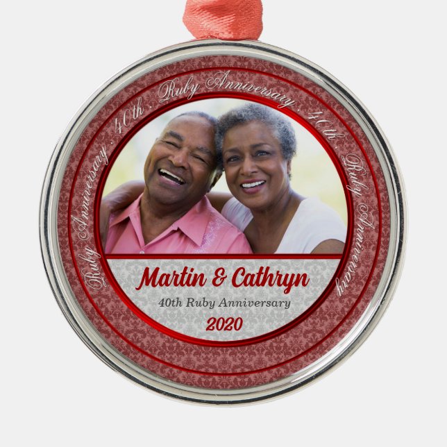40th Ruby Wedding Anniversary | Photo Ornament (Front)