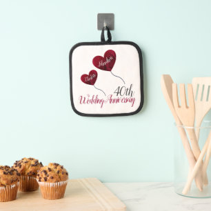40th Ruby Wedding Anniversary Pot Holders