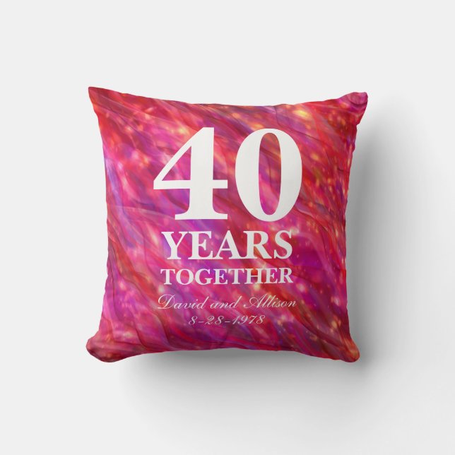 40th Ruby Wedding Anniversary Red Party Lights Cushion (Front)