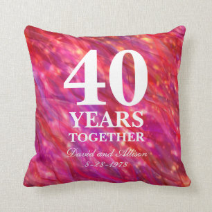 40th Ruby Wedding Anniversary Red Party Lights Cushion