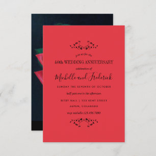40th Ruby Wedding Anniversary Red Rose invitation