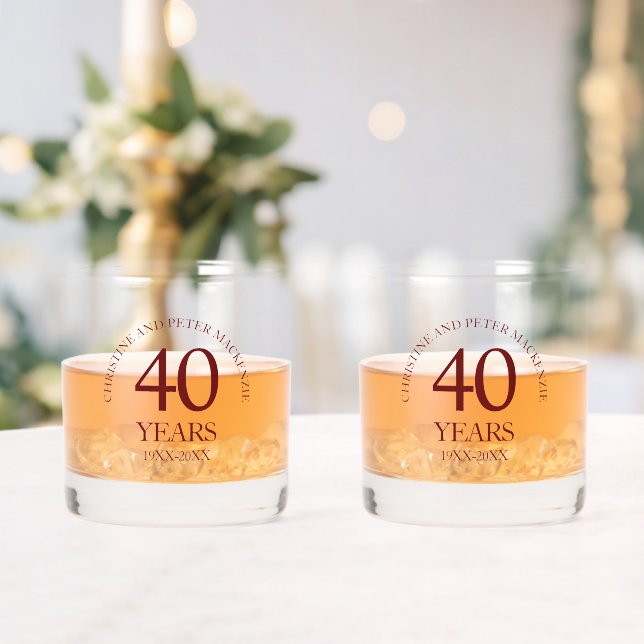 40th Ruby Wedding Anniversary Signature Script Whiskey Glass (Insitu (Wedding))