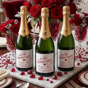 40th Ruby Wedding Anniversary Sparkling Wine Label