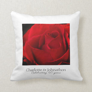 40th Ruby Wedding Anniversary Traditional Red Rose Cushion