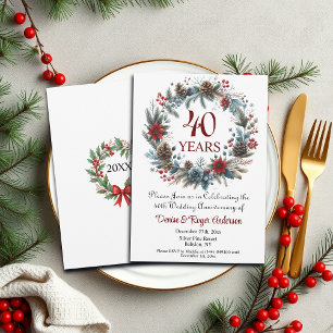 40th Ruby Wedding Anniversary Winter Invitation
