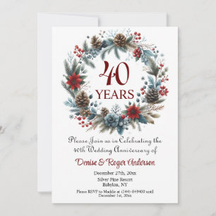 40th Ruby Wedding Anniversary Winter Invitation