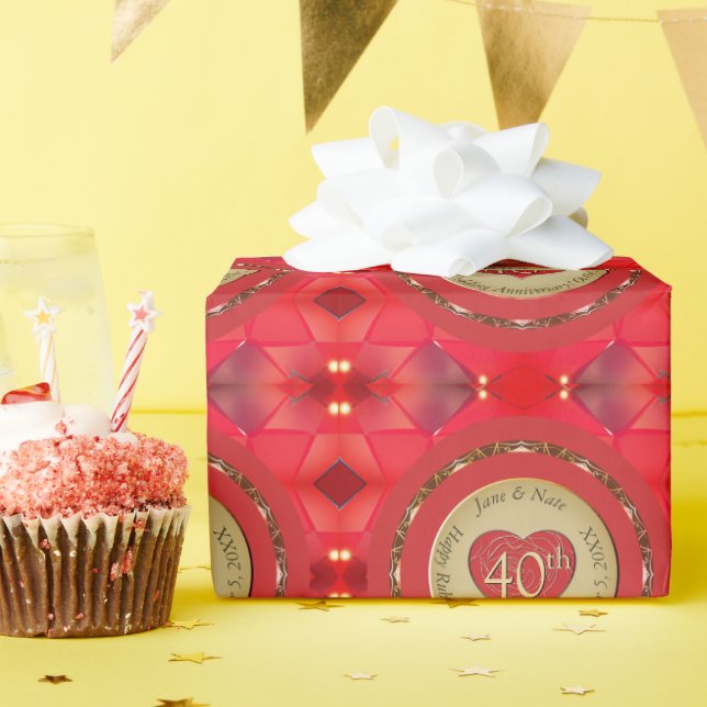 40th Ruby Wedding Anniversary Wrapping Paper (Birthday Party)
