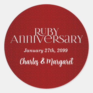 40th Ruby Wedding Annivsersary Classic Round Sticker