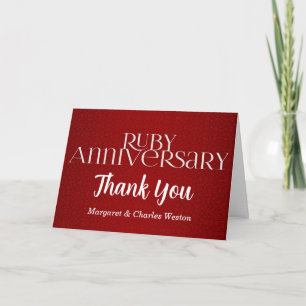 40th Ruby Wedding Annivsersary Custom Thank You Card