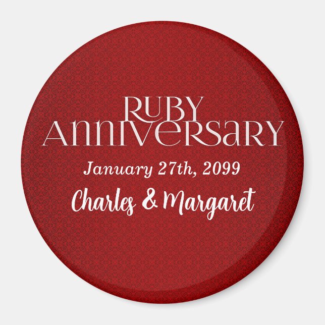 40th Ruby Wedding Annivsersary Magnet (Front)