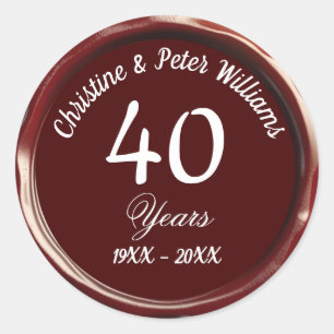 40th Ruby Wedding Burgundy Wax Seal Sticker