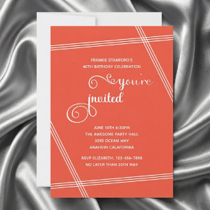 40th Simple Modern Elegant Birthday Party Invites