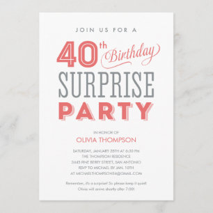40th Surprise Birthday Invitations