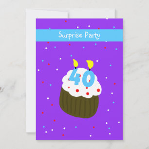 40th Surprise Birthday Party Invitation Cupcake