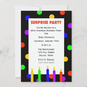 40th Surprise Birthday Party Invitation Dots