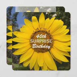 40th Surprise Birthday Party Sunflower Invitation