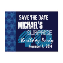 40th Surprise Birthday Save the Date Blue Pattern