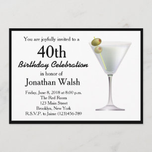 40th Surprise Martini Birthday Invitation