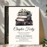 40th | Vintage Victorian Book Birthday Invitation<br><div class="desc">Looking for the perfect invitation for your upcoming birthday bash? Look no further than these charming book-themed invitations! With a simple Victorian-style design featuring a pile of books with wildflowers on an off-white background and an ornate Victorian book cover design on the reverse, these affordable invitations will impress all your...</div>