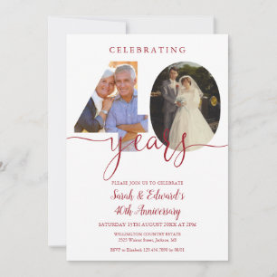 40th Wedding Anniversary 2 Photo Ruby Invitation
