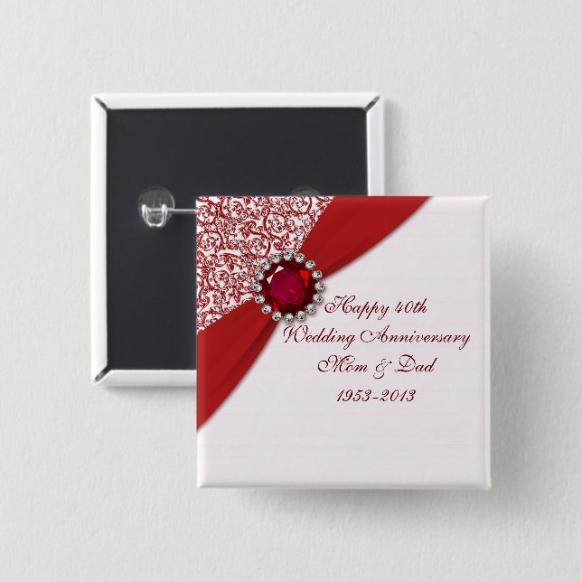 40th Wedding Anniversary Button (Front & Back)