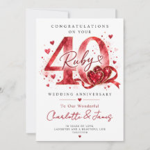 40th Wedding Anniversary Card | Ruby Anniversary