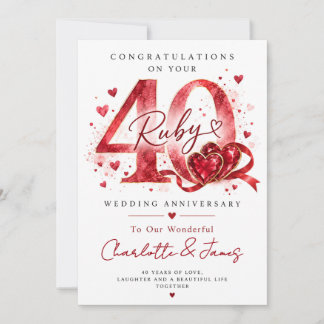 40th Wedding Anniversary Card | Ruby Anniversary