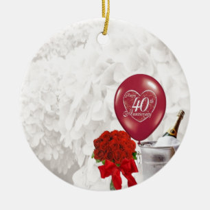 40th Wedding Anniversary Ceramic Ornament