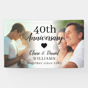 40th Wedding Anniversary Custom 2 Photo Collage Banner