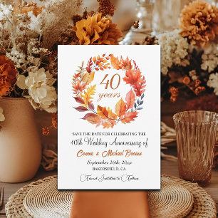 40th Wedding Anniversary Elegant Fall Floral Save The Date